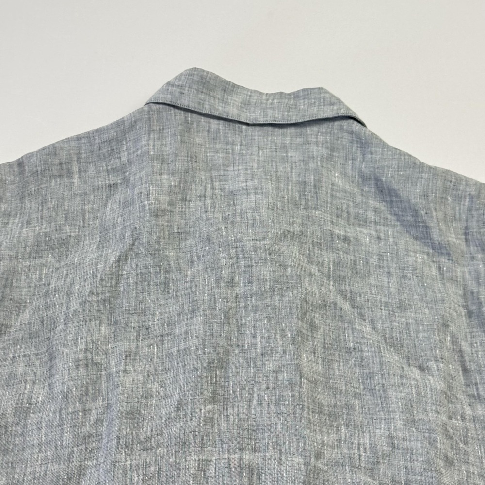 Eileen Fisher Linen Cotton Shirt Womens Large Gray Cropped Button-Up‎ Top - Picture 10 of 10
